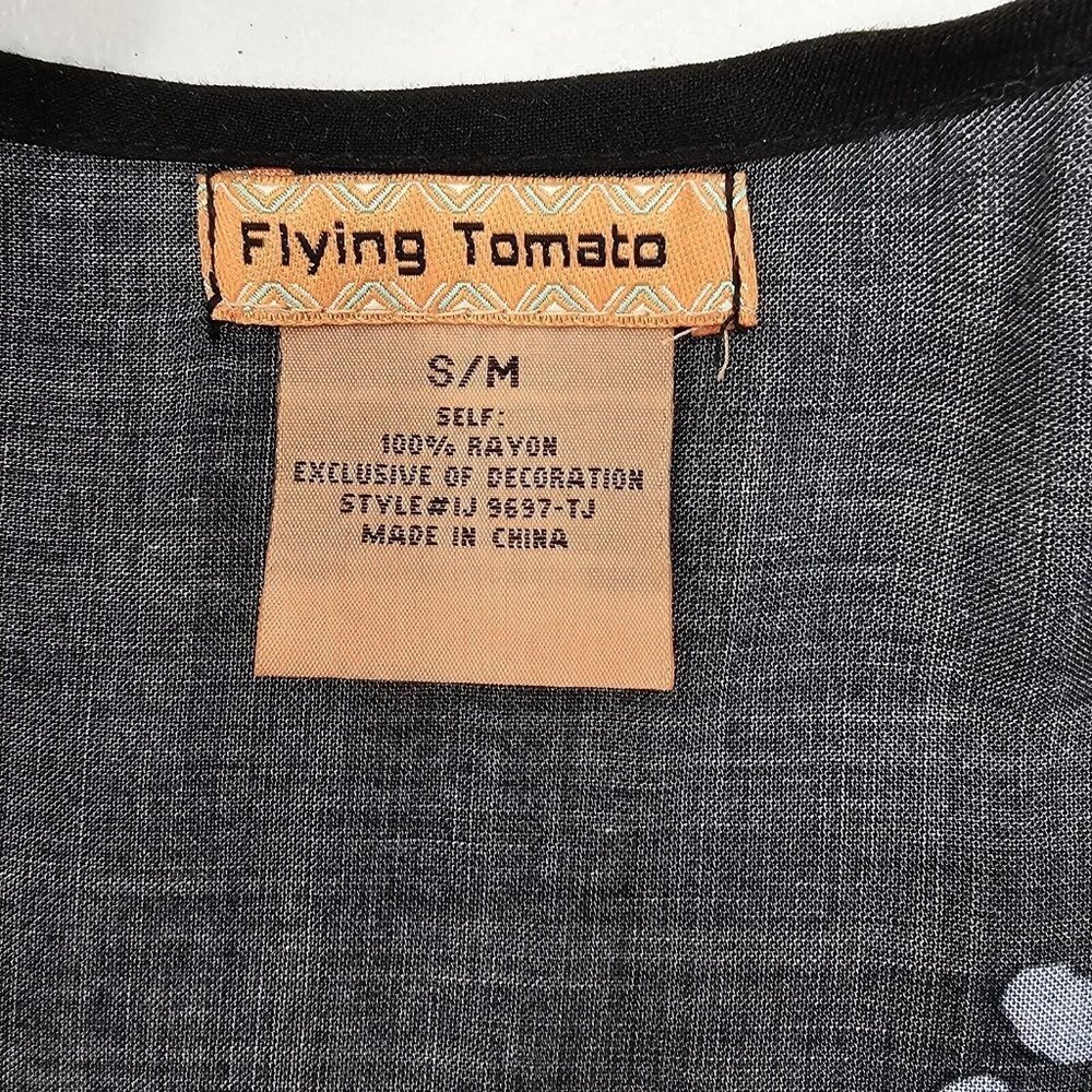 Flying Tomato Duster Womens Size Small Medium Maxi Kimono Black Floral Boho - Picture 8 of 11